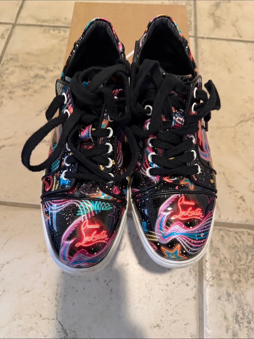 Christian Louboutin Black Neon Galaxy Low-Top Sneakers